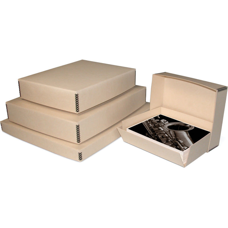 Print File Drop-Front Metal Edge Archival Storage Box (Tan, 11.5 x 14.5 x 3")