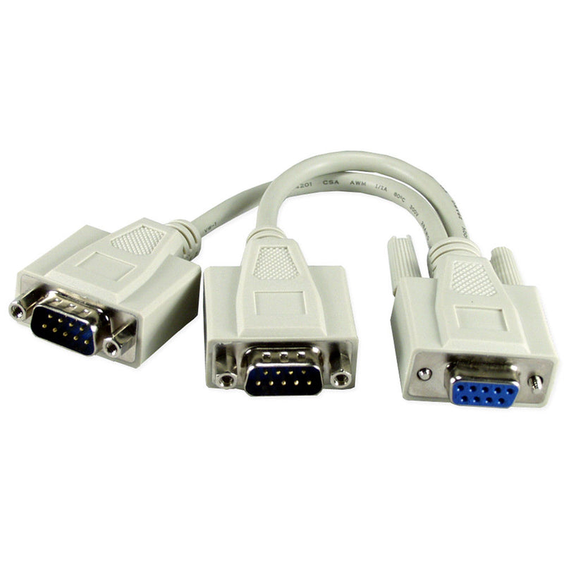 QVS Serial DB9 Female to DB9 Male & Male Splitter Cable (8")