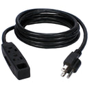 QVS 3-Outlet 3-Prong Power Extension Cord (10', Black)