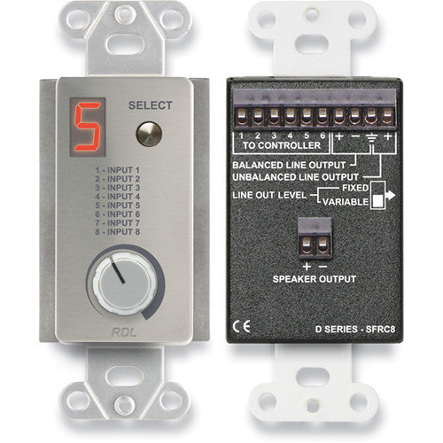 RDL DS-SFRC8 Room Control Station for SourceFlex Distributed Audio System (Silver)