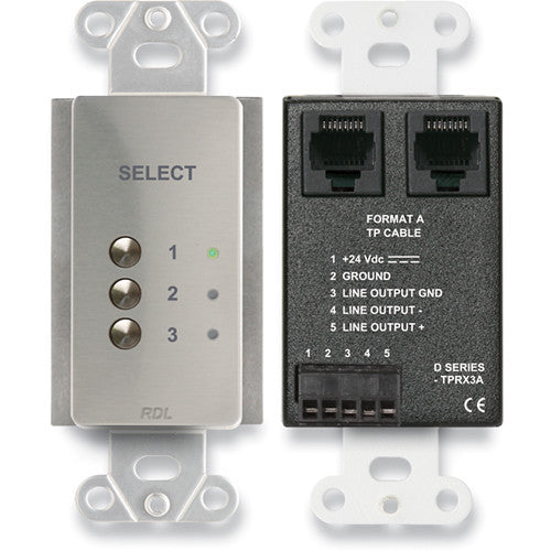 RDL DS-TPRX3A 3-Input Format-A Source Selector (Stainless)