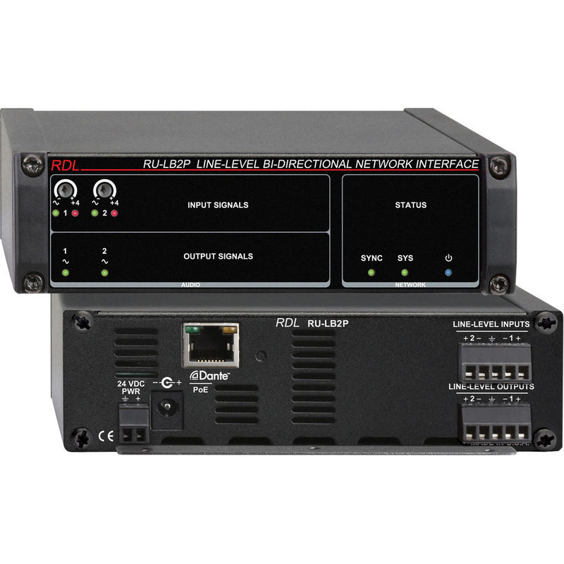 RDL RU-LB2P Line-Level Bi-Directional Network Interface (Two-Signal, PoE)