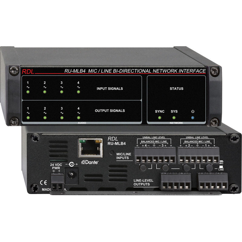 RDL RU-MLB4 Mic/Line-Level Bi-Directional Network Interface (Four-Line)