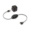 ReTrak 3.2' Wall Charger with Retractable USB to 30-pin Sync & Charge Cable for iOS Devices (12W, 2.4 Amp)