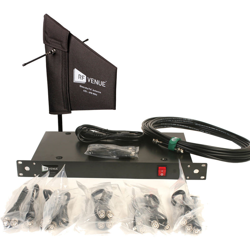 RFvenue 4-Channel Antenna Distributor with Cloth-Covered Diversity Fin Antenna and Cables Bundle
