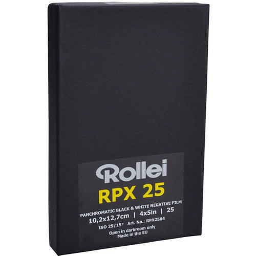Rollei RPX 25 Black and White Negative Film (4x5", 25 Sheets)
