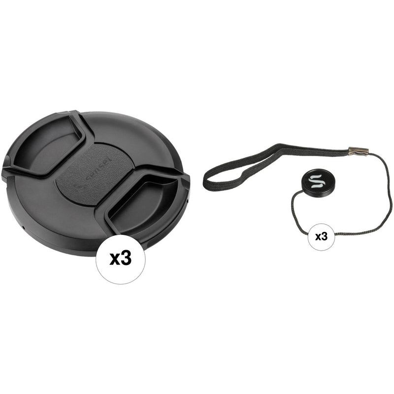 Sensei 58mm Center Pinch Snap-On Lens Cap and Cap Keeper Lens Cap Holder Kit (3-Pack)