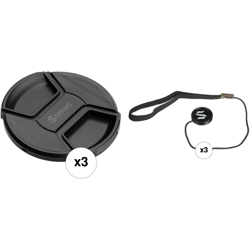 Sensei 95mm Center Pinch Snap-On Lens Cap and Cap Keeper Lens Cap Holder Kit (3-Pack)