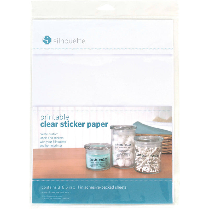 silhouette Printable Clear Sticker Paper (8.5 x 11", 8 Sheets)