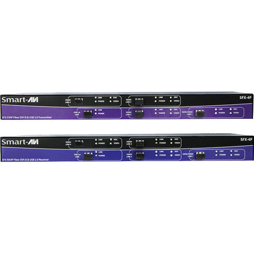 Smart-AVI SFX-4P 4-Port DVI-D and USB 2.0 Fiber Extender Set