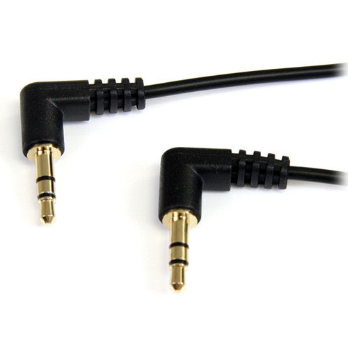 StarTech Right Angle 3.5mm to Right Angle 3.5mm Stereo Audio Cable (Black, 1')