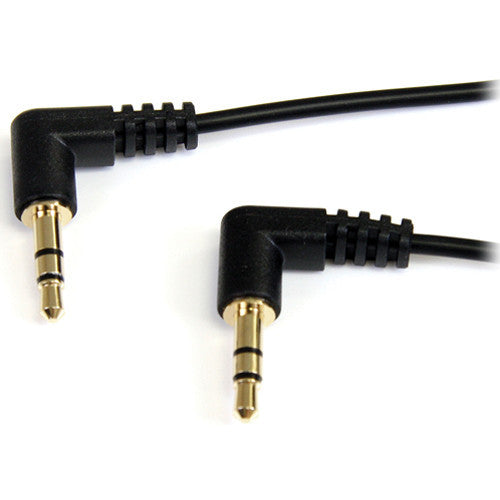StarTech Right Angle 3.5mm to Right Angle 3.5mm Stereo Audio Cable (Black, 3')