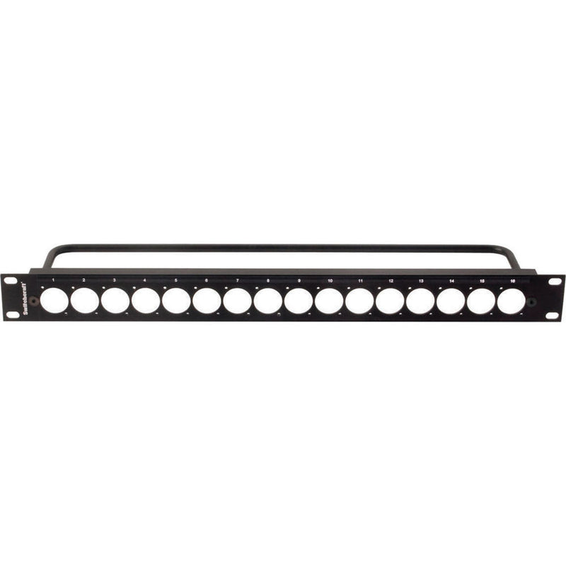 Switchcraft 1 RU Empty QG Panel with 1X16 E Series Knockouts and 4-40 Tapped Holes (with Cable Tie Bar)