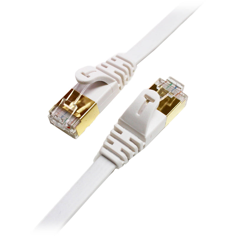 Tera Grand CAT-7 10 Gigabit Ethernet Ultra Flat Patch Cable For Modem Router Lan Network 100' (White)