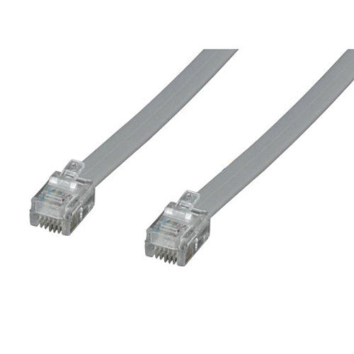 Tera Grand RJ11 Male to RJ11 Male 6P4C Silver Stain Flat Phone Cable 7'