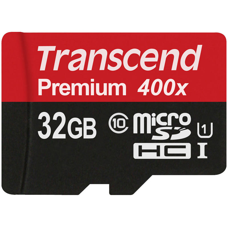 Transcend 32GB Premium UHS-I microSDHC Memory Card (2-Pack)
