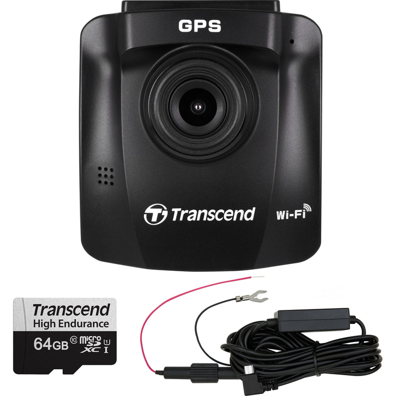 Transcend DrivePro 230 1080p Dash Camera with Micro-USB Hardwire Power Cable & 64GB microSD Card