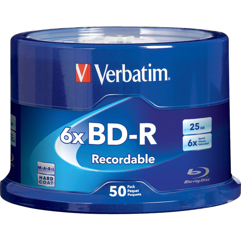 Verbatim 25GB BD-R Blu-ray 6x Discs (50-Pack Spindle)
