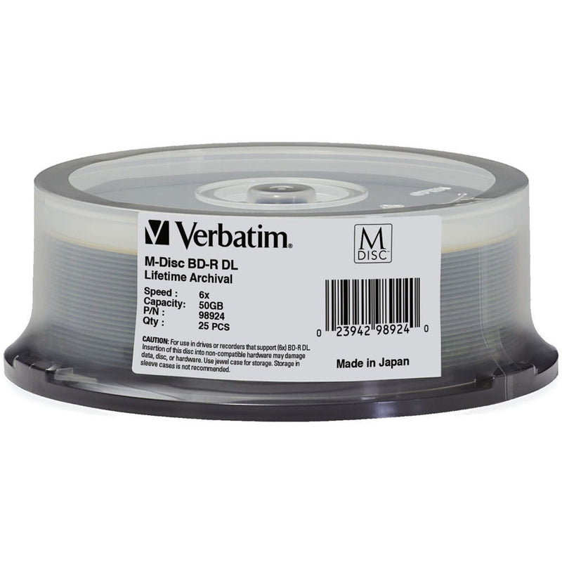 Verbatim M-Disc BD-R DL 50GB 6x Blu-ray Discs (Spindle, 25-Pack)