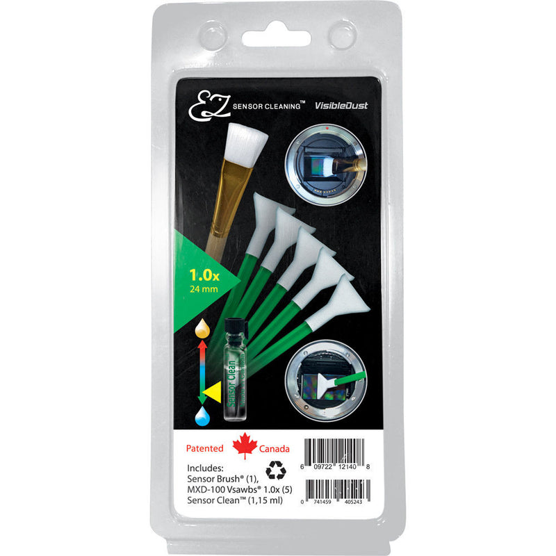 VisibleDust EZ Sensor Cleaning Kit PLUS with Sensor Clean, 5 Green 1.0x Vswabs and Sensor Brush