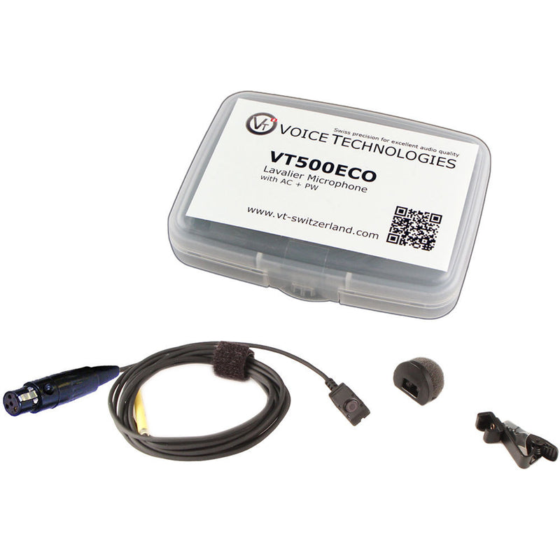 Voice Technologies VT500-ECO Omnidirectional Miniature Lavalier Microphone Economy Package (TA4F Connector for Shure, Black)