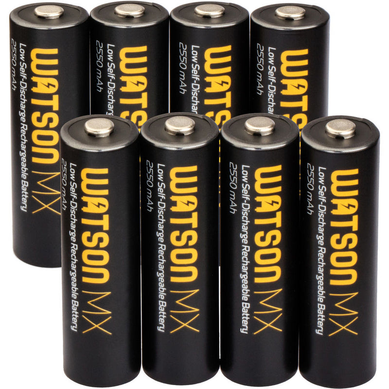 Watson MX AA NiMH Batteries (8-Pack, 1.2V, 2550mAh)