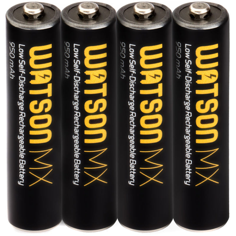 Watson MX AAA NiMH Batteries (4-Pack, 1.2V, 950mAh)