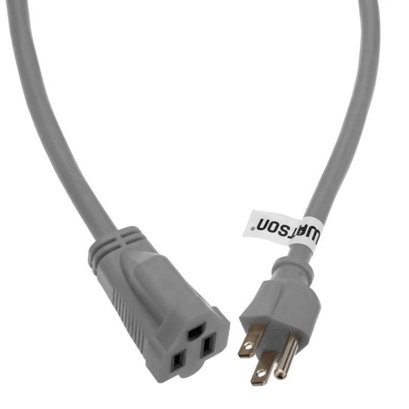 Watson AC Power Extension Cord (14 AWG, Gray, 15')